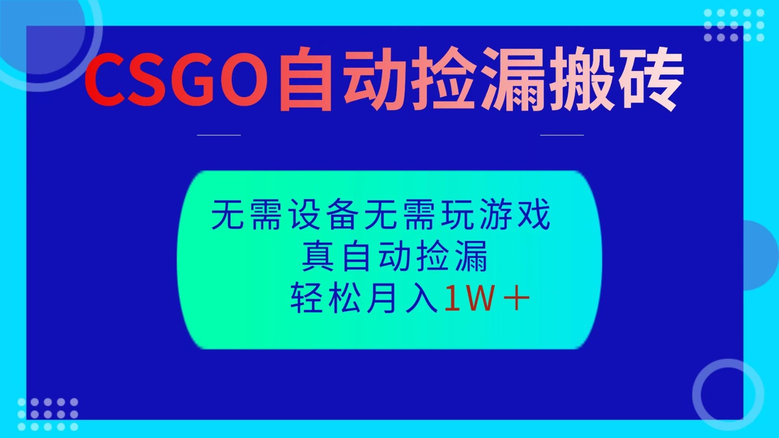CSGO自动捡漏搬砖,当天操作当天见结果,无需了解游戏,包教包会包落地-卓别林资源社
