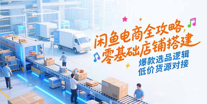 闲鱼电商全攻略，零基础店铺搭建，爆款选品逻辑，低价货源对接-卓别林资源社