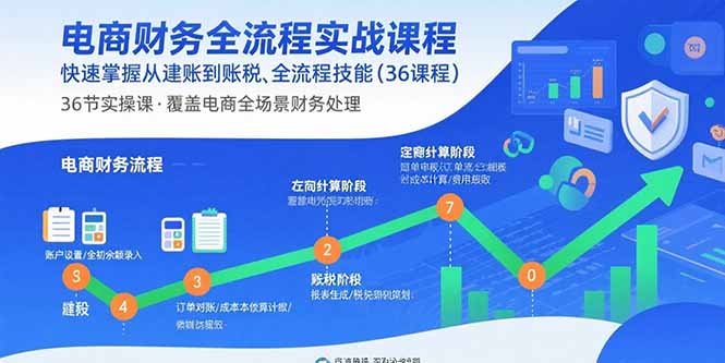 电商财务全流程实战课程：快速掌握从建账到报税的全流程技能(36节课-卓别林资源社