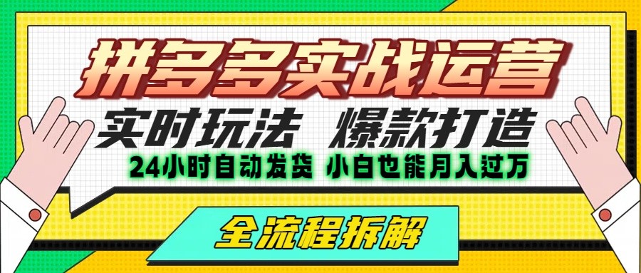 拼多多最新实战运营高投产：长久稳定项目，单店利润一天三位数-卓别林资源社