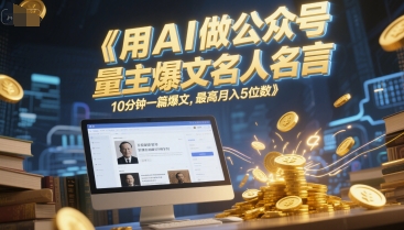 用AI做公众号流量主爆文名人名言，10分钟一篇爆文，最高月入5位数-卓别林资源社
