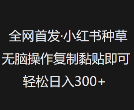全网首发，小红书种草无脑操作，复制黏贴即可，轻松日入3张-卓别林资源社