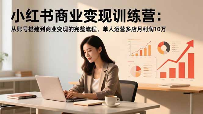 小红书商业变现训练营：从账号搭建到商业变现的完整流程，单人运营多店月利润10万-卓别林资源社