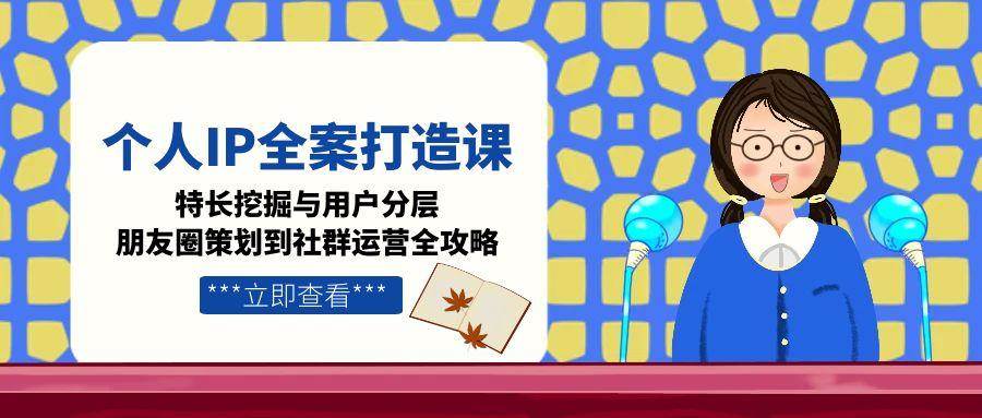 个人IP全案打造课，特长挖掘与用户分层，朋友圈策划到社群运营全攻略-卓别林资源社