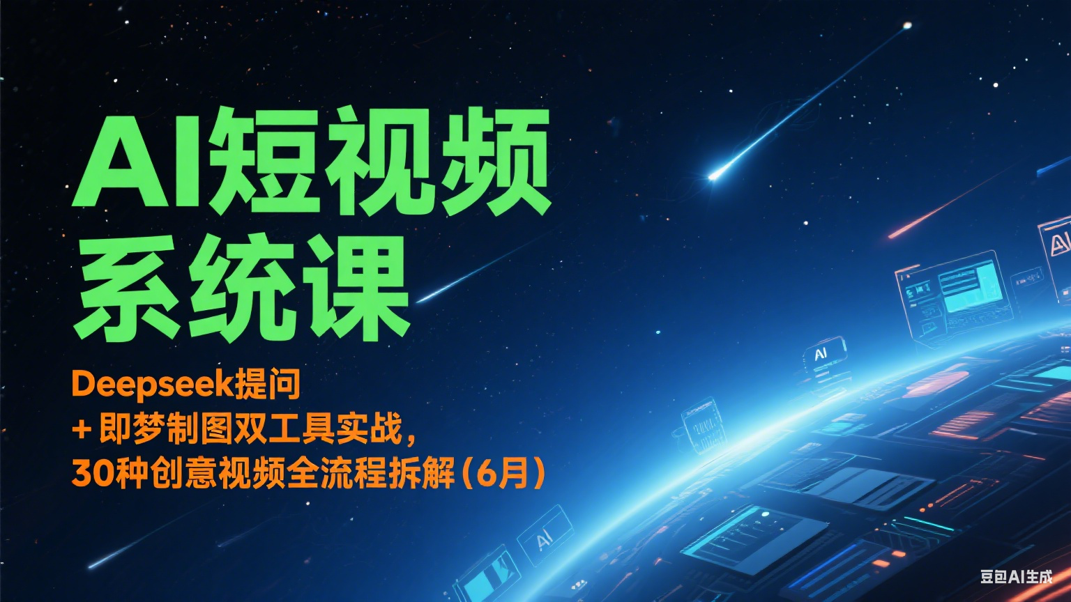 AI短视频系统课：Deepseek提问 + 即梦制图双工具实战，30种创意视频全流程拆解(6月)-卓别林资源社