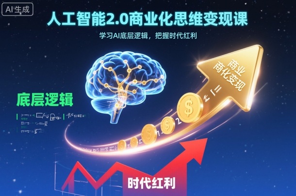 人工智能2.0商业化思维变现课，学习AI底层逻辑，把握时代红利-卓别林资源社