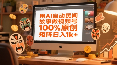 用AI自动民间故事做视频号，100%原创，矩阵日入1k+-卓别林资源社