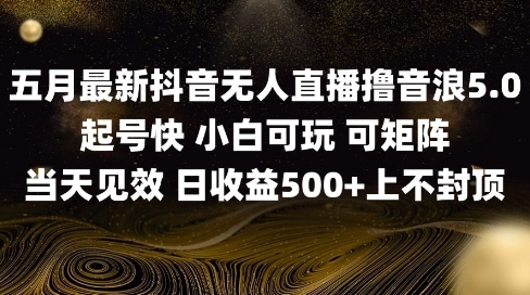 2025五月最新无人直播撸音浪单日产出5张+实操教程【揭秘】-卓别林资源社