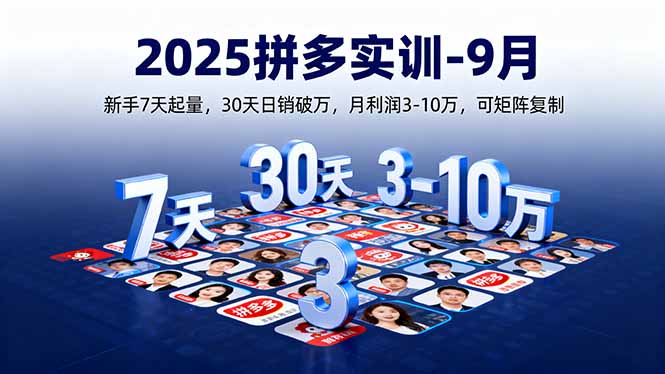 2025拼多多实训-9月：新手7天起量,30天日销破万,月利润3-10万,可矩阵复制-卓别林资源社