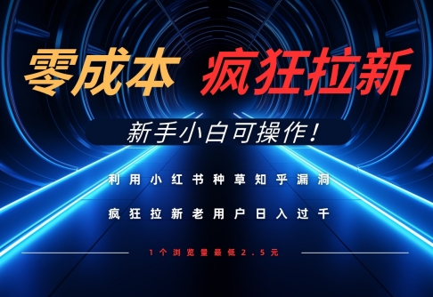 利用小红书种草知乎漏洞，零成本疯狂拉新日入数张，新手小白可操作-卓别林资源社