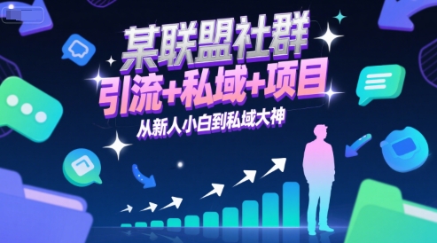 某联盟社群，引流+私域+项目，从新人小白到私域大神-卓别林资源社