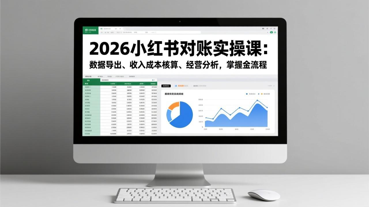 2026小红书对账实操课：数据导出、收入成本核算、经营分析，掌握全流程-卓别林资源社