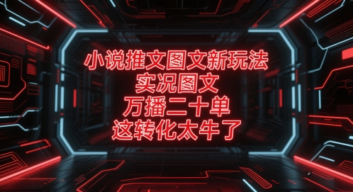 小说推文图文新玩法，实况图文，万播二十单，这转化太牛了！-卓别林资源社