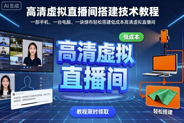 高清虚拟直播间搭建技术教程,一部手机、一台电脑、一块绿布轻松搭建低成本高清虚拟直播间-卓别林资源社