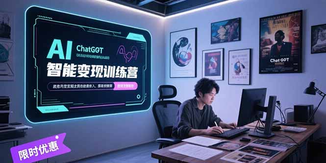 AI智能变现训练营，ChatGPT写作变现，电影解说制作，图文带货方法论-卓别林资源社