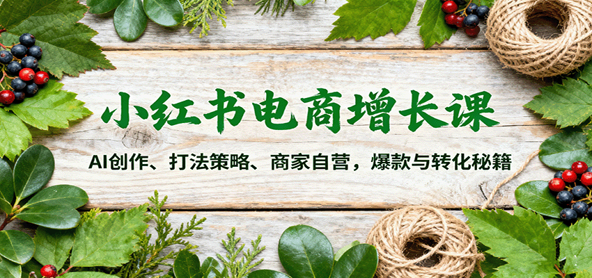 小红书电商增长课：AI创作、打法策略、商家自营，爆款与转化秘籍-卓别林资源社