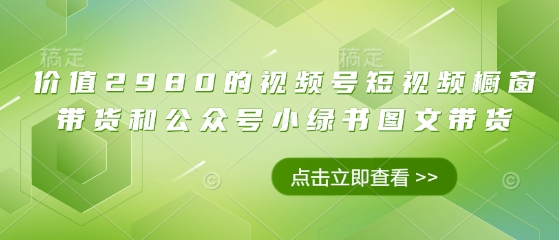 价值2980的视频号短视频橱窗带货和公众号小绿书图文带货-卓别林资源社
