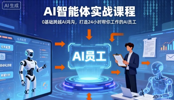 Ai智能体实战课程,0基础跨越Ai鸿沟,打造24小时帮你工作的Ai员工,打破常规,以实战定义Ai-卓别林资源社
