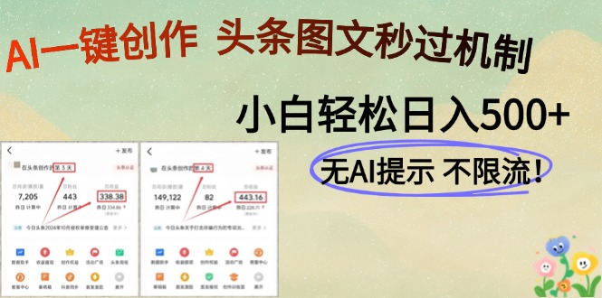 AI黑科技一键创作，头条图文轻松日入500+-卓别林资源社