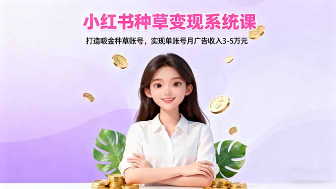 小红书种草变现系统课：打造吸金种草账号，实现单账号月广告收入3-5万元-卓别林资源社
