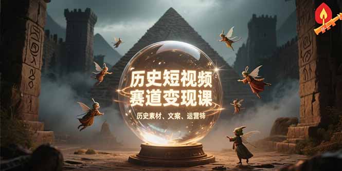 历史短视频赛道变现课，百集素材库应用，文案剪辑技巧，账号运营全案-卓别林资源社
