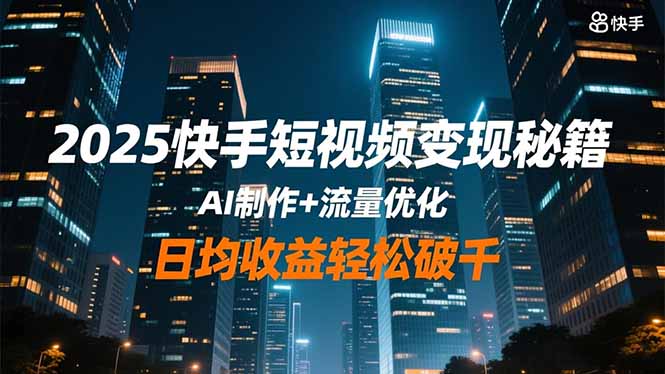 2025快手短视频变现秘籍，AI制作+流量优化，日均收益轻松破千-卓别林资源社