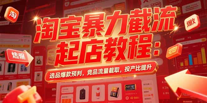 淘宝暴力截流起店教程：选品爆款预判，竞品流量截取，投产比提升-卓别林资源社