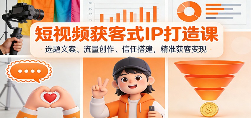短视频获客式IP打造课：选题文案、流量创作、信任搭建，精准获客变现-卓别林资源社