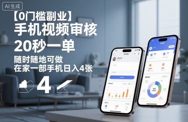 【0门槛副业】手机视频审核，20秒一单，随时随地可做，在家一部手机日入4张【揭秘】-卓别林资源社