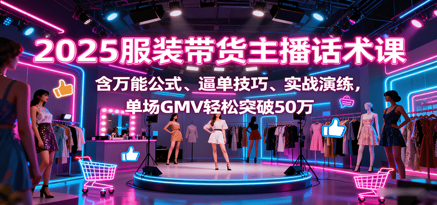 2025服装带货主播话术课，含万能公式、逼单技巧、实战演练，单场GMV轻松突破50万-卓别林资源社