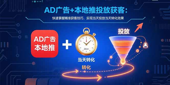 AD广告+本地推投放获客：快速掌握精准获客技巧，实现当天投放当天转化效果-卓别林资源社