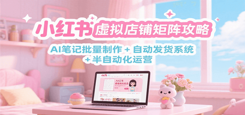 小红书虚拟店铺矩阵攻略：AI笔记批量制作 + 自动发货系统 + 半自动化运营-卓别林资源社