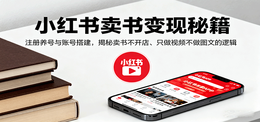 小红书卖书变现秘籍，注册养号与账号搭建，揭秘卖书不开店、只做视频不做图文的逻辑-卓别林资源社