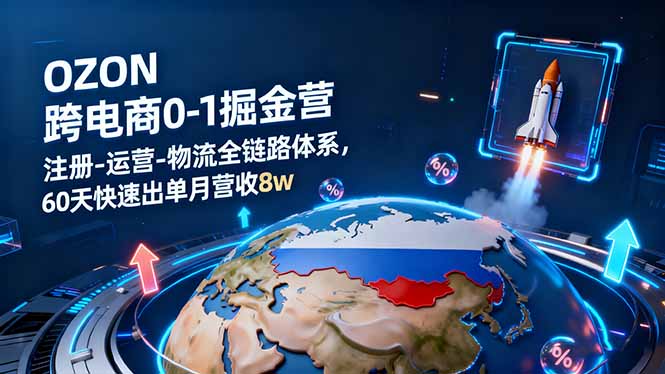 OZON跨境电商0-1掘金营：注册-运营-物流全链路体系，60天快速出单月营收8w-卓别林资源社