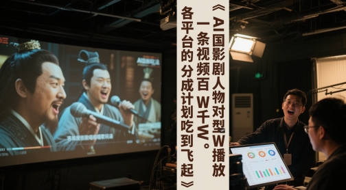 AI三国影视剧人物对口型唱歌玩法，一条视频百W千W播放，各平台的分成计划吃到飞起-卓别林资源社