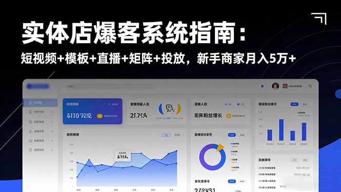 实体店爆客系统指南:短视频+模板+直播+矩阵+投放,新手商家月入5万+-卓别林资源社