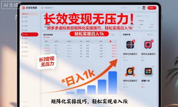 长效变现无压力！拼多多虚拟类目矩阵化实操技巧，轻松实现日入1k【揭秘】-卓别林资源社