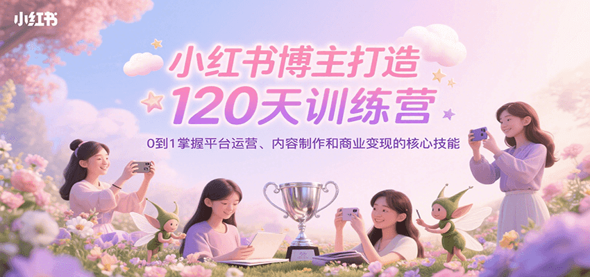 小红书博主打造120天训练营，0到1掌握平台运营、内容制作和商业变现-卓别林资源社