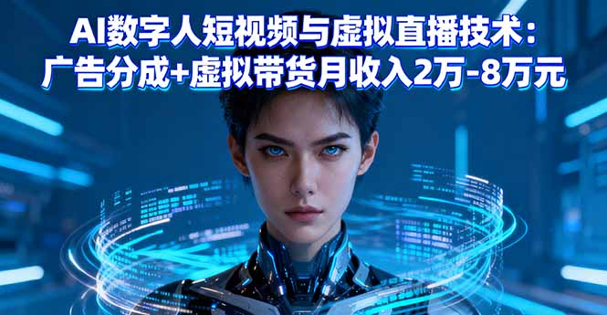 AI数字人短视频与虚拟直播技术：广告分成+虚拟带货月收入2万-8万元-卓别林资源社