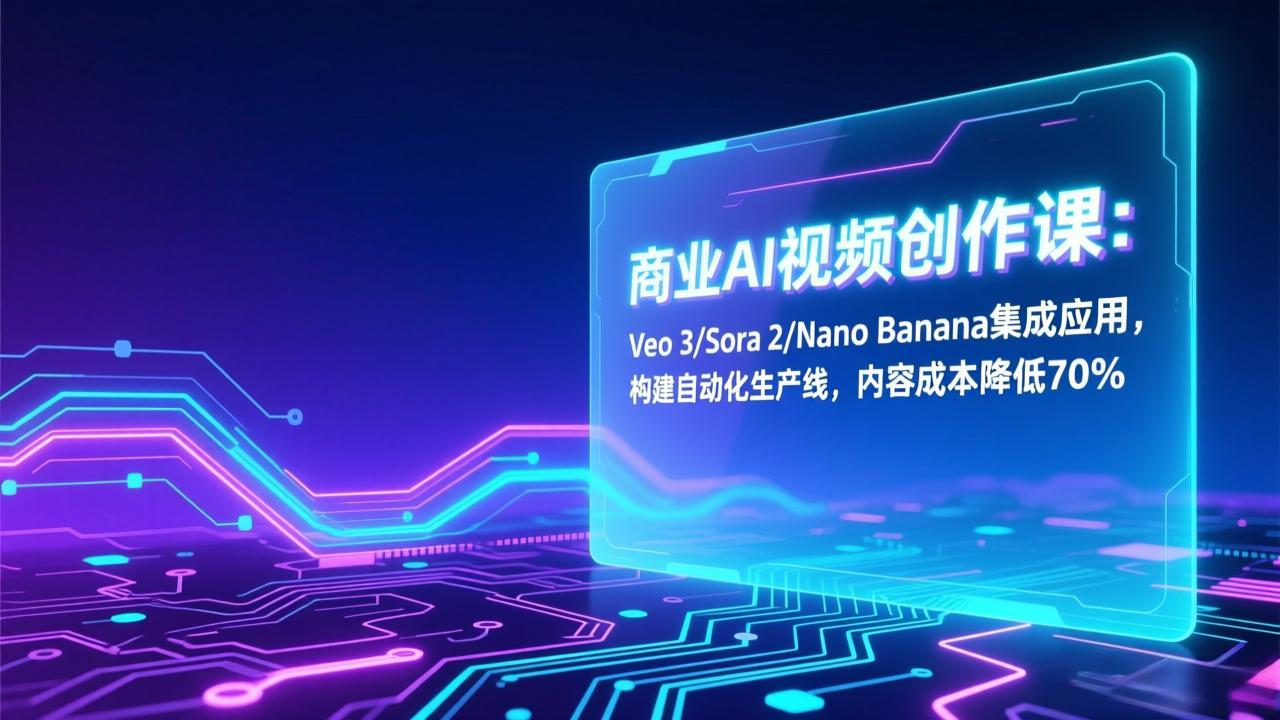 商业AI视频创作课：Veo 3/Sora 2/Nano Banana集成应用，构建自动化生产线，内容成本降低70%-卓别林资源社