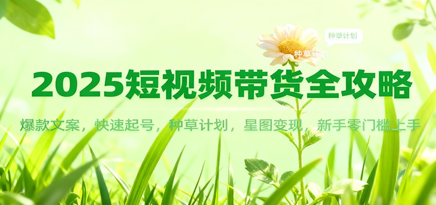 2025短视频带货全攻略：爆款文案，快速起号，种草计划，星图变现，新手零门槛上手-卓别林资源社
