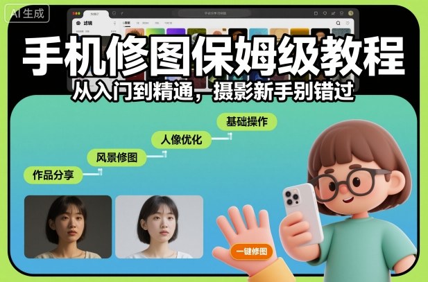 手机修图保姆级教程，从入门到精通，摄影新手别错过-卓别林资源社