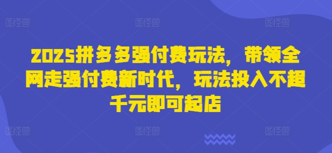 2025拼多多强付费玩法，带领全网走强付费新时代，玩法投入不超千元即可起店-卓别林资源社