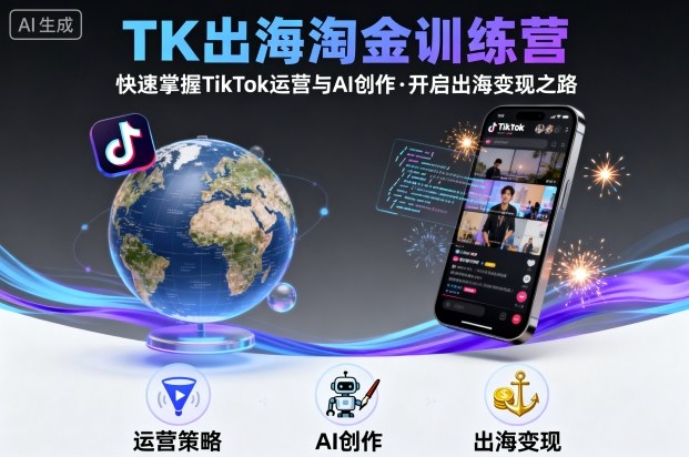 TK出海淘金训练营，助你快速掌握TikTok运营与AI创作，开启出海变现之路-卓别林资源社