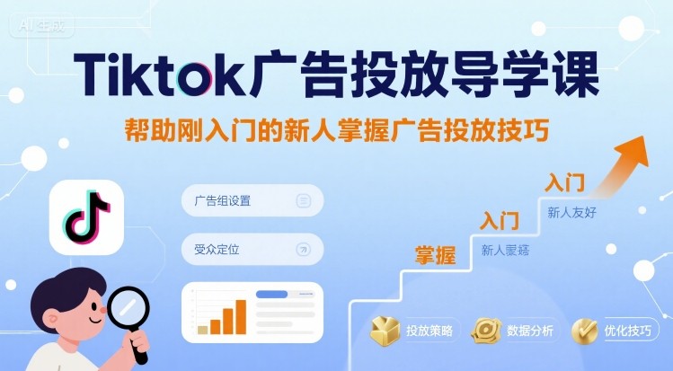 Tiktok广告投放导学课，帮助刚入门的新人掌握广告投放技巧-卓别林资源社