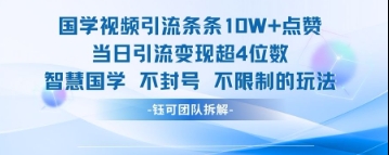 国学视频引流条条10W+点赞当日引流变现超4位数-卓别林资源社