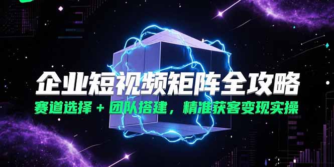 企业短视频矩阵全攻略，赛道选择+团队搭建，精准获客变现实操-卓别林资源社