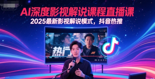 AI深度影视解说课程直播课，2025最新影视解说模式，抖音热推-卓别林资源社
