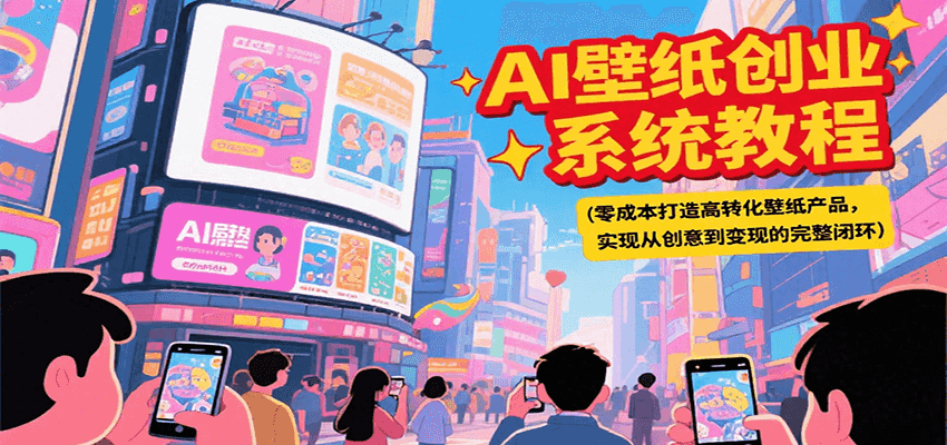 AI壁纸创业系统教程，零成本打造高转化壁纸产品，实现从创意到变现的完整闭环-卓别林资源社