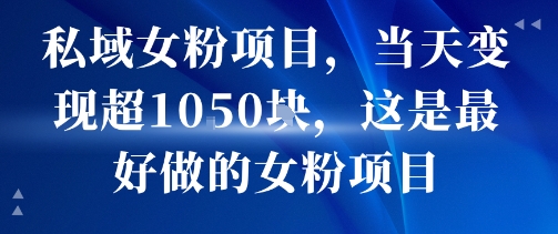 私域女粉项目，当天变现超1k，这是最好做的女粉项目，可放大操作-卓别林资源社